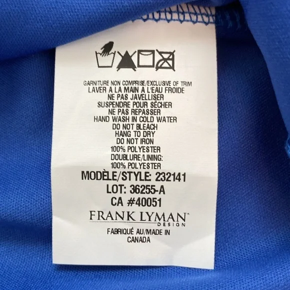 Frank Lyman NWT Women's Imperial Blue Pants Outfit w/ Chiffon Overlay Size L - Picture 11 of 16